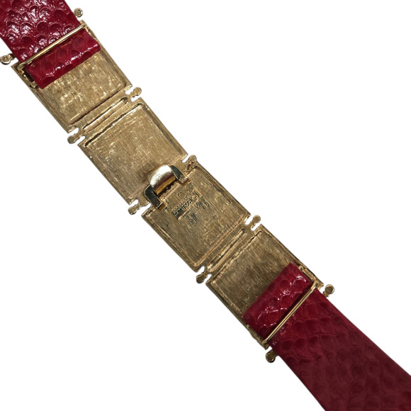 Vintage Accessocraft Crest Statement Belt Red Faux Snake Heraldic Lion One Size main image 4